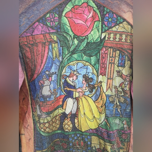 Beauty and the Beast stainglass sweatshirt women's size Medium - Picture 4 of 8